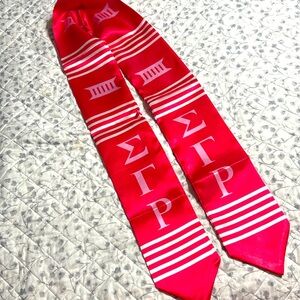 Pinkish Red and White Greek Letter Sigma Gamma Rho Stole